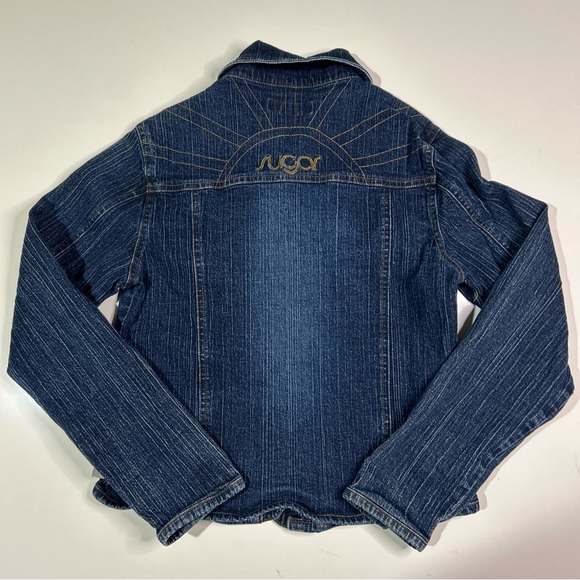 26 Red Sugar Denim Jacket Women’s Medium Blue Vintage 90’s Embroidered Logo - Picture 6 of 8